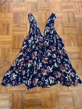 Love Navy Floral V-Neck Floral Dress